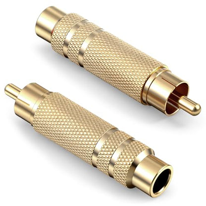 RCA to 1/4 Inch Adapter, Gold Plated RCA Male Plug to 6.35 mm 1/4 Inch TS Female Audio Converter RCAMale Plug Adapter for Speaker, Microphones, Guitars and Various Audio Equipment, 2 Pack