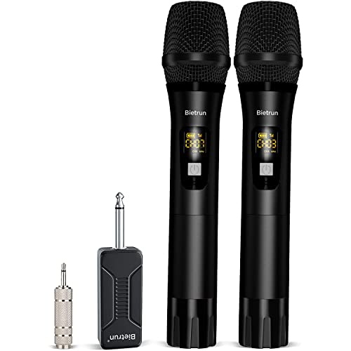 Bietrun UHF Wireless Microphone with 1/4'' Plug Rechargeable Receiver - color: Black