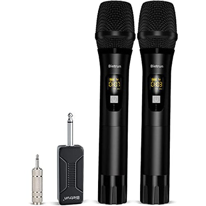 Bietrun UHF Wireless Microphone with 1/4'' Plug Rechargeable Receiver - color: Black