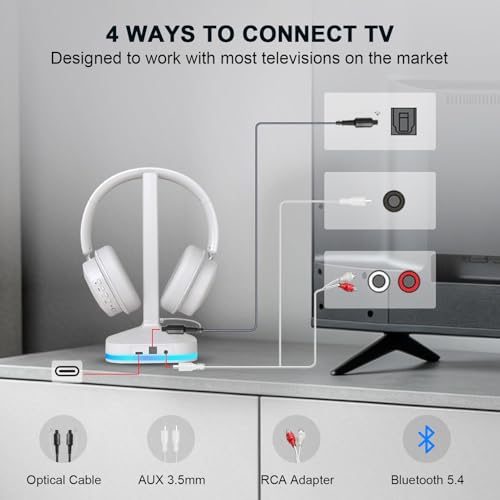 Wireless Headphones for TV, TV Headphones Wireless for Seniors with Transmitter Charging Base, 3 Audio Modes & Low Latency & Blutooth 5.4, Bluetooth Headphones for TV Watching, Gifts for Elderly