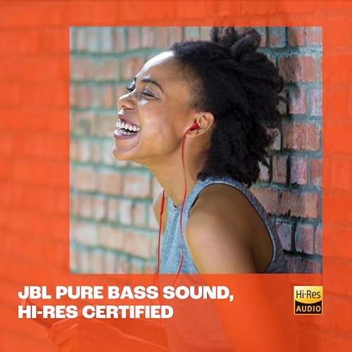 JBL Tune 310C - Wired Hi-Res in-Ear Headphones, Tangle-Free Flat Cable, 3-Button Remote with Microphone (White)