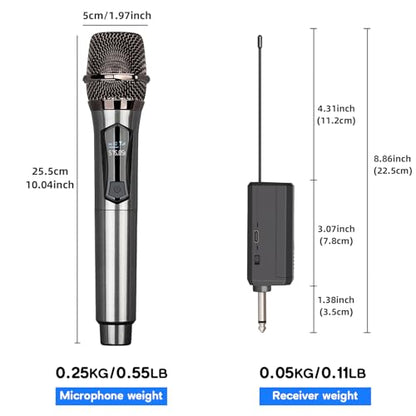 Depusheng Wireless Microphone,Rechargeable Wireless Dual Mic,Dual Handheld Dynamic Mic for Karaoke Singing, Wedding, DJ, Party, Speech, Church, Class Use,PA System,200ft,Gray (Two Microphone)