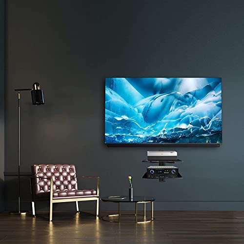 suptek Speaker Mount, Floating Glass Shelf Wall Mount Bracket for DVD Players/Cable Boxes/Games Consoles/TV Accessories, 2 Shelves, Black CS202 - size: 2 Shelves