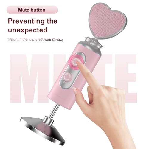 HB128 USB Gaming Condenser Mic Pink Heart Design Plug & Play | One-Click Mute Gain Control, for PC/Console/Phone, Twitch/YouTube/TikTok, Streamers Gamers and Video Creators - color: HB128 desktop