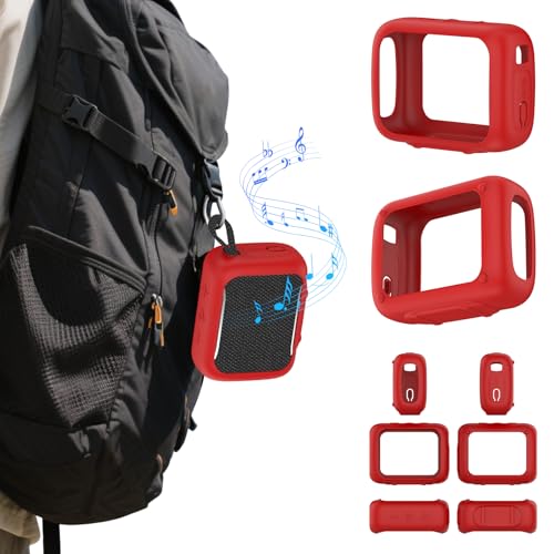Anti-Collision Silicone Cover Waterproof Soft Anti-Drop Protective Case Anti-Scratch Shell for GO5 Portable Bluetooth Speaker Shockproof Protective Sleeve - color: Red