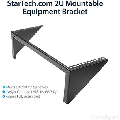 StarTech 4U Vertical Wall-Mount Rack Bracket, 19in, 125lb, TAA (RK419WALLV) | Open-frame L-shaped bracket for network and data equipment, Low-profile, EIA-310, 56.7kg, Any depth - size: 4U