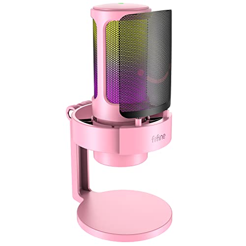 FIFINE A8 Pink Gaming USB Microphone, Condenser Desktop Mic for PC PS4/5 - size: A8P-Desktop