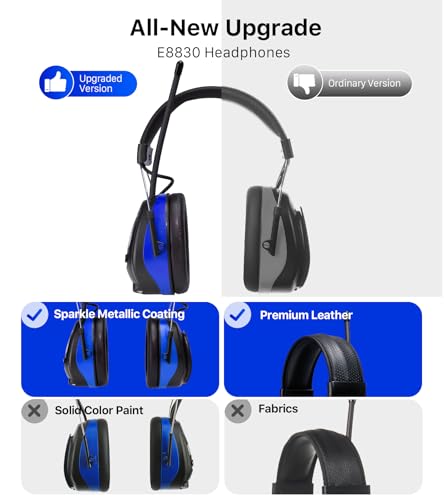 Digital AM FM Radio Headphones, Hearing Protection Earmuff for Adult, 30dB SNR for Mowing, Construction, Chainsaw - color: Am Fm Radio + Battery + Blue
