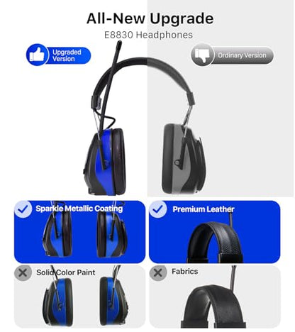 Digital AM FM Radio Headphones, Hearing Protection Earmuff for Adult, 30dB SNR for Mowing, Construction, Chainsaw - color: Am Fm Radio + Battery + Blue