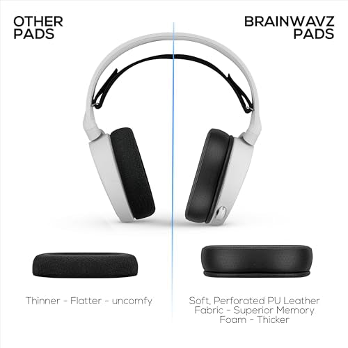 Brainwavz Replacement Earpads for SteelSeries Arctis 1, 3, 5, 7, 9X, Pro & Prime Headset, Memory Foam & PU Leather (Black) - color: Black
