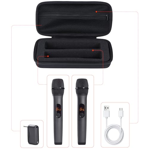 Storage Case Compatible with JBL Wireless Two Microphone System | Lightweight Carry, Secure Storage, Convenient Zipper, Soft Interior，Black Case - color: Black