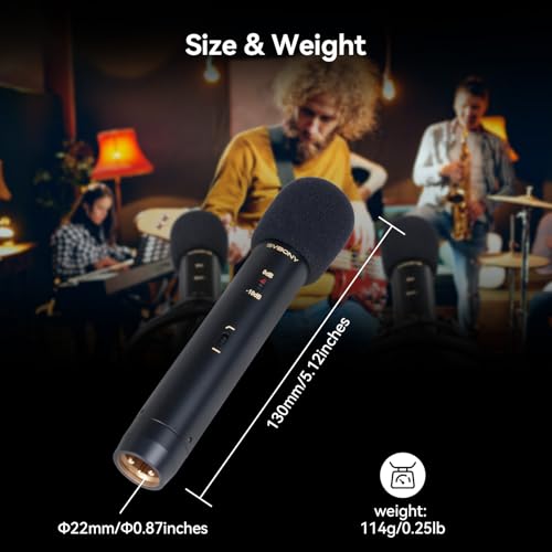SVBONY SVMic M1 2-Pack Condenser Mic with Low Cut/-10dB Pad for Bass | 22mm Gold Instrumental Mic, Supports XY and AB Stereo Configurations, Shock Mount, T-Bar & Case