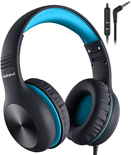 Nabevi BH100 Headphones for Kids, Over Ear, Wired, Hearing Protection, 85/94 dB Adjustable Volume Limit, Sharing Function, Microphone, Lightweight, Comfortable, [Sky Blue] - color: Sky Blue