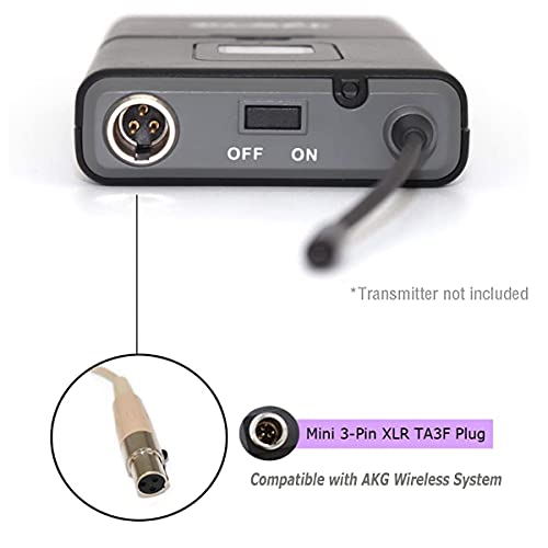Headset Headworn Microphone Compatible with AKG Bodypack | Earhook Double Over Ear Earset Over Ear Headband Mic for Wireless Transmitter System with 1.2m Cable Mini XLR 3 Pin TA3F Plug