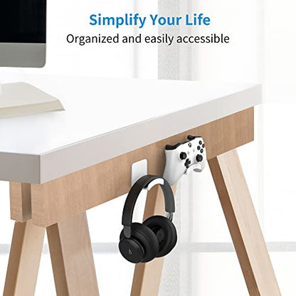 SOKUSIN Headphone Stand Headset Holder - Adhesive Gaming Earphones Hanger, Universal Desk Wall Mount Hook for All Headphone/Controller, Compatible with Beats, AirPods Max,Sony, JBL (White-2PCS) - color: White-2 Pack