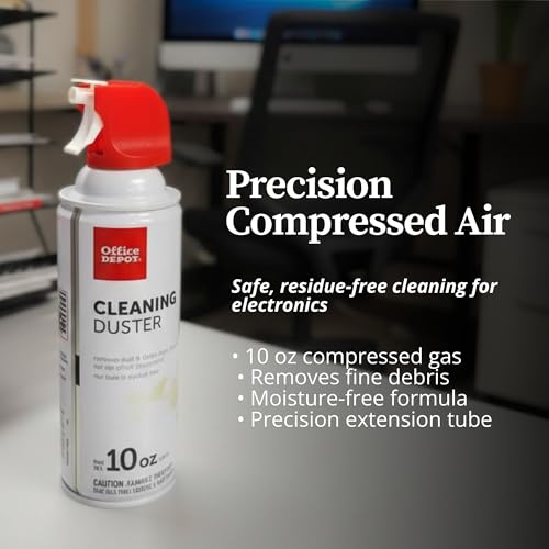 Office Depot Cleaning Duster, 3.5 Oz Compressed Canned Air for Electronics, Keyboard Cleaner for Computer, Laptop, PC, Printer, Office Equipment, Moisture-Free, Pack of 1