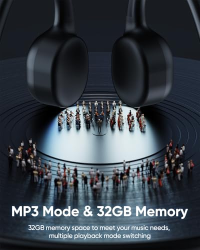 IP68 Waterproof Wireless Earphones, Bluetooth 6.0 Open Earphones, Swimming Headphones Bone Conduction Headphones, Underwater Headphone for Swimming, Running, Cycling