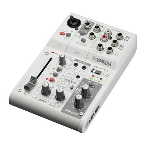 Yamaha AG03MK2 White 6-Channel Live Streaming Loopback Mixer/USB Interface with Steinberg Software Suite | Steinberg Software Suite - color: White, style: AG03 MK2