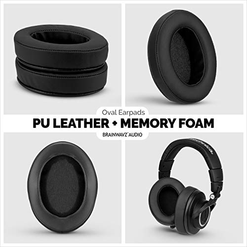Brainwavz Replacement Earpads for ATH M50X, M50BT, Steelseries Arctis, Pro Wireless & Stealth 600, HyperX Cloud, AKG, SHURE, Philips & Many More Headphones, Memory Foam Ear Pad Cushions, Black Oval - color: Black