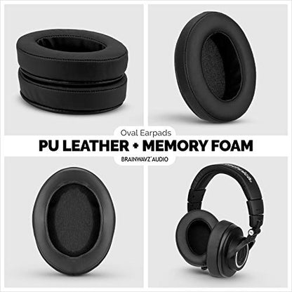 Brainwavz Replacement Earpads for ATH M50X, M50BT, Steelseries Arctis, Pro Wireless & Stealth 600, HyperX Cloud, AKG, SHURE, Philips & Many More Headphones, Memory Foam Ear Pad Cushions, Black Oval - color: Black