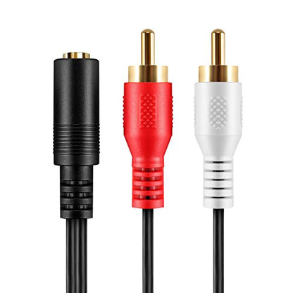 3.5mm to RCA Stereo Audio Cable Adapter | Female to Male, Bi-Directional, AUX Auxiliary Headphone Jack Plug Y Splitter, Left / Right 2RCA Male Connector Plug