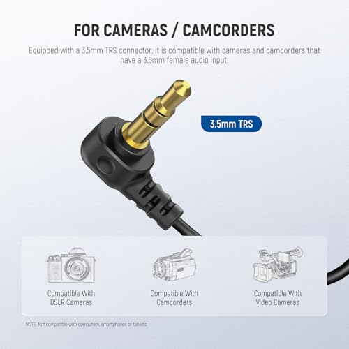 NEEWER Mini Lavalier Microphone (2 Pack), 6.6ft/2m Clip On Wired Condenser Lapel Mic with 3.5mm TRS Plug, Compatible with DJI Mic 2, Rode Wireless Go II, CM28 CM31 Camera, LM5 | Wired, Condenser, 3.5mm TRS Plug, Compatible with DJI Mic 2 Rode Wireless Go