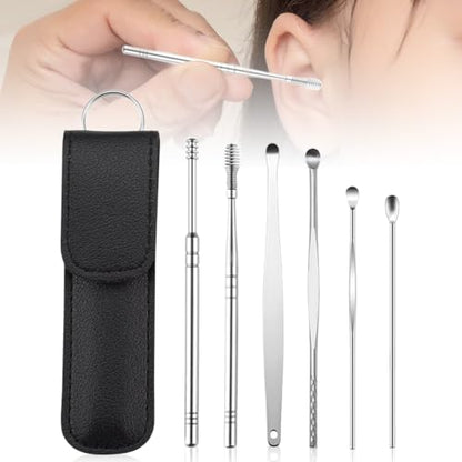 Runsgo Ear Cleaner,The Most Professional Ear Cleaning Master in 2024,Ear Cleaning Kit,Ear Cleaner Earwax Removal Tools with Pu Leather Case (Black) - color: Black