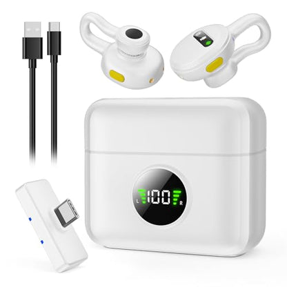 Tisino USB C Wireless Mini Microphone for iPhone & Android Vlog Mic-White - color: White