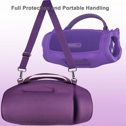 JCHPINE Silicone Cover and Carrying Case for JBL Charge 6 Bluetooth Speaker | Accessories for JBL Charge 6 AI Sound Bluetooth Speaker Protective Cases with Shoulder Strap (Purple) - color: Purple