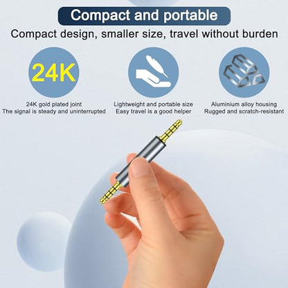 3 Pack 3.5mm Audio Adapter, 1/8" TRRS Stereo Jack Adapter, Male Coupler Gold Plated Connectors, for Mobile Phones, Tablets, Car Audio, Speakers - style: M to M