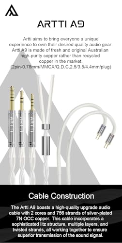 ARTTI A9 Earphone Cable 2.5/3.5/4.4mm 3in1 Plug 2 Cores 756 Strands Silver-Plated 7N OCC Copper Upgrade Cable, DQC/MMCX Plug (QDC Straight) - size: QDC STRAIGHT