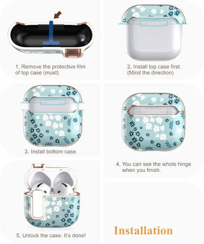 TATOFY Cover for AirPods Pro 4th Generation Case with Lock Clip Cleaner Kit Slim Hard AirPod 4 Lock Case Compatible with MagSafe (Cyan) - color: Cyan, size: AirPods 4th Gen