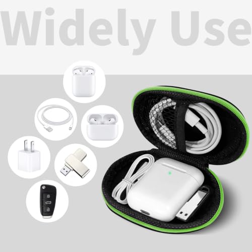 1 Pack Oval Earbud Case Storage Bag with Carabiner, Green - color: D3-oval green
