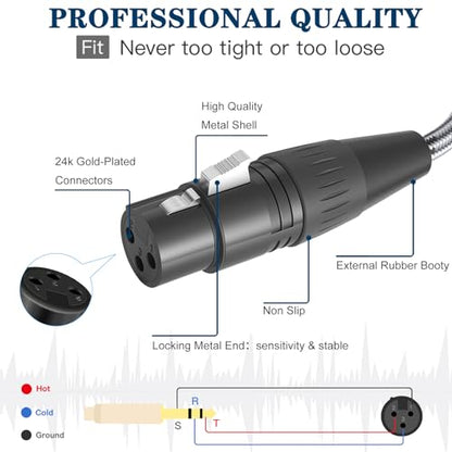 JOLGOO XLR Female to 1/4 Inch 6.35mm TRS Adapter Cable, XLR to Quarter inch Patch Cable, 1 Feet, for Microphone,Mixer,Guitar,AMP,Speakers - size: 1 Feet, style: XLR Female to 1/4 TRS Male