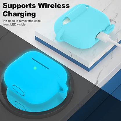 Compatible with AirPods 3 Case, Protective Silicone Cover for AirPods 3rd Generation Case 2021, Wireless Charging - Fluorescent Blue - color: C-Fluorescent Blue