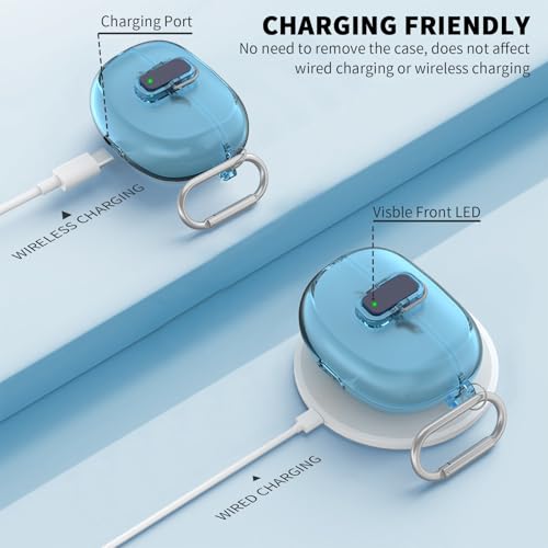 [Secure Lock] TUDIOW for Bose Ultra Open Earbuds Case(2024) | Clear TPU Shockproof Protective Cover for Bose Open Ear Wireless Earbuds Accessories with Cleaning Kit & Keychain(Clear Blue) - color: Clear Blue