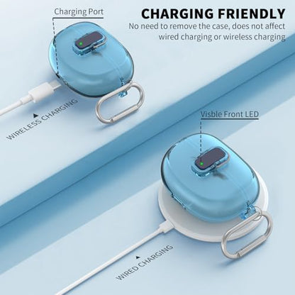 [Secure Lock] TUDIOW for Bose Ultra Open Earbuds Case(2024) | Clear TPU Shockproof Protective Cover for Bose Open Ear Wireless Earbuds Accessories with Cleaning Kit & Keychain(Clear Blue) - color: Clear Blue