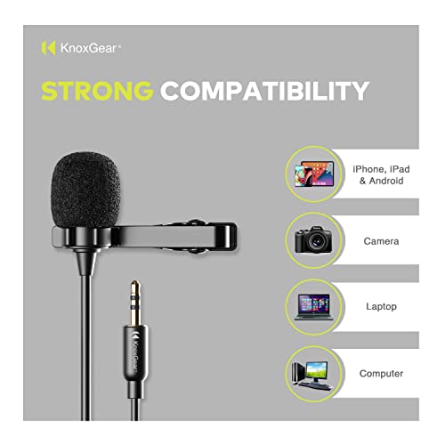 Knox Gear Omnidirectional Lavalier Microphone Multi-Pack | Hands-free clip-on design, works with most cameras and recorders, smartphones may require an adapter, (2 items)