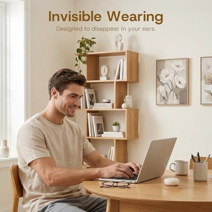 Invisible Small Hidden Mini Earbuds Wireless Bluetooth Tiny Ear Buds for Smaller Ears Soft In Ear Low-Profile Headphones ENC Noise Cancelling Discreet Small Earphones for iPhone Android Work Sleeping - color: Purple