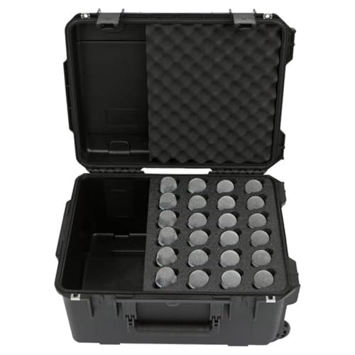 SKB Injection Molded Case w/Foam for (24) Mics w/storage compartment and wheels - size: 24 Mic