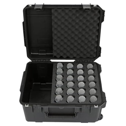 SKB Injection Molded Case w/Foam for (24) Mics w/storage compartment and wheels - size: 24 Mic