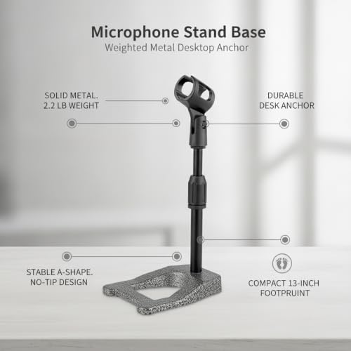 Solid Metal Microphone Stand Base, Weighted A-Shape Desktop Anchor for Streaming and Recording, Stable 13-Inch Footprint