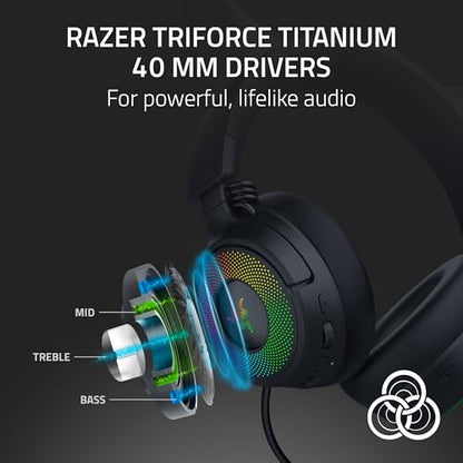 Razer Kraken Kitty V3 Pro Wireless RGB Gaming Headset, Black - color: Black
