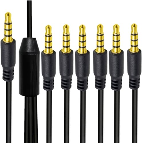 3.3ft 1/8” 3.5mm TRRS Stereo Audio Cable, 1 to 6 Splitter Male Aux Cord, 4 Pole Jack Headphone MIC Adapter for Smart Phones, MP3, Laptops, Speaker, Don’t Support MIC of iOS Headphone - style: 1 to 6
