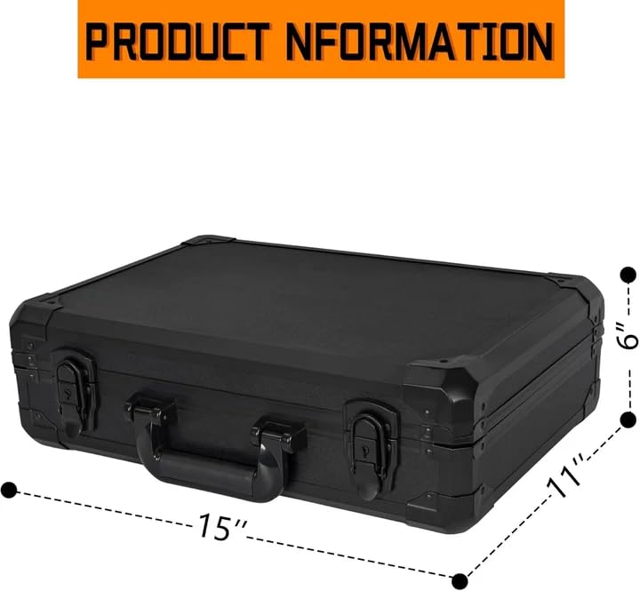 15 Inch Hard Carrying Storage Case | Ideal for Microphone & Camera Gear Transportation, DJ Mixer Case with Customizable Pre-Diced Foam, 15 X 11 X 4.3 Inch, Black - size: Inner：14.5''X 10.5 X 5.5''