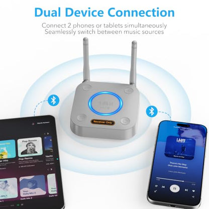 1Mii B06Pro Bluetooth 5.3 Receiver for Home Stereo, Hi-Fi Audio Adapter | Long Range, aptX HD Low Latency, AUX RCA Optical Coaxial, Wireless Music Streaming from Your Phone to Old Stereo Systems - color: B06Pro Grey