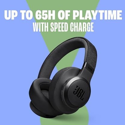 JBL Live 770NC - Wireless Over-Ear Headphones with True Adaptive Noise Cancelling with Smart Ambient, Up to 65 Hours of Battery Life, Comfort-fit Fabric Headband & Carrying Pouch (Black) - color: Black