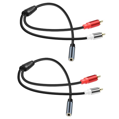 3.5mm to 2 RCA Audio Cable 1/8 to Dual RCA Adapter Audio Y Splitter Cable Gold Plated Plug 3.5mm Female Jack to 2 RCA Male Stereo Audio Cable for Tablet Laptop Headset 0.98FT(2pcs) - style: 3.5 female