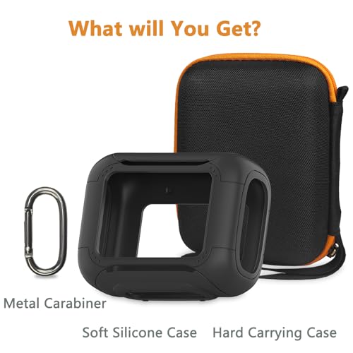 Protective Case for JBL Go 5 Portable Bluetooth Speaker | Accessories Hard Carrying Case and Silicone Cover with Metal Carabiner (Black Case) - color: Black Case