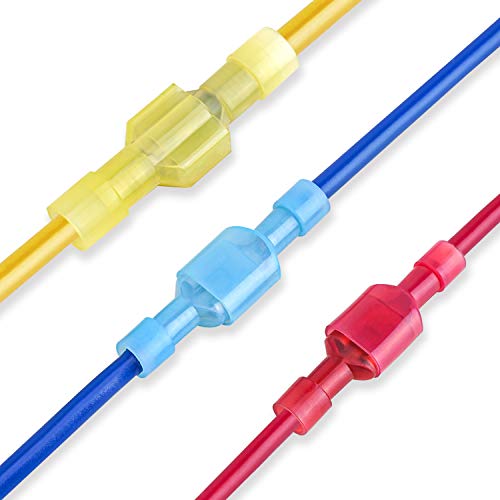 TICONN 100 Pcs Nylon Spade Quick Disconnect Connectors Kit, Electrical Insulated Terminals, Male and Female Spade Wire Crimp Terminal Assortment Kit (Red AWG 22-16) - style: Red 100Pcs
